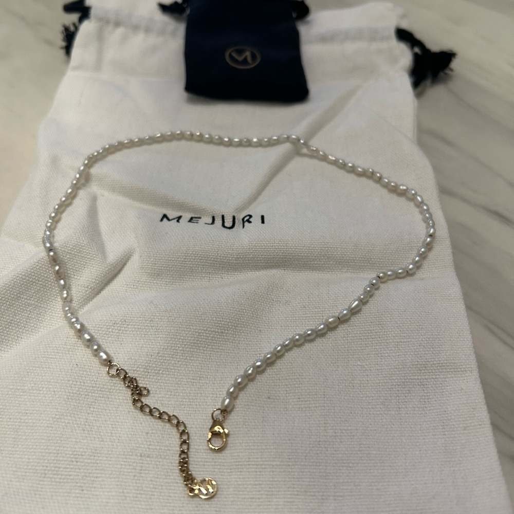 Mejuri Gold and Pearl Necklace